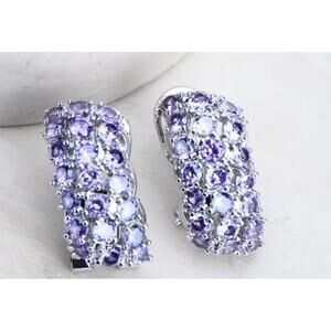 Purple waterfall earrings - silver - CZs
